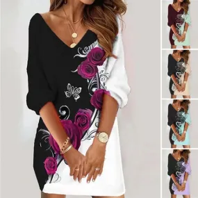 Bedrucktes Kleid mit langen Ärmeln