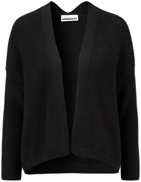 Damen-Strickjacke Rippe, Schwarz