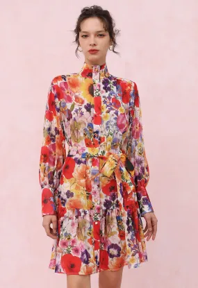 Garden Symphony Chiffon-Kleid mit Taillenschnürung