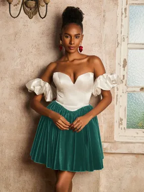 Herzform Kurz Kleid mit Abnehmbaren rmeln Pfau