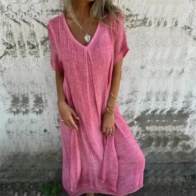 Kleid mit V-Ausschnitt und Seitentaschen
