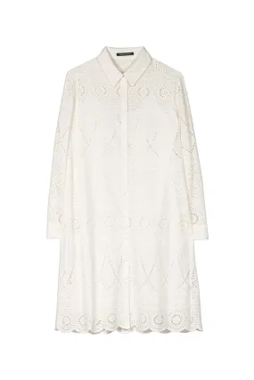 LUISA CERANO Kleid HEMDKLEID MIT LOCHSTICKEREI 