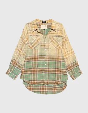R13 Drop Neck Workshirt Gradient Bleach Green Plaid // Kariertes Oversize Flanell-Hemd