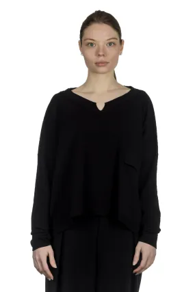 Sarah Pacini Damen Cropped Pullover mit V-Ausschnitt schwarz