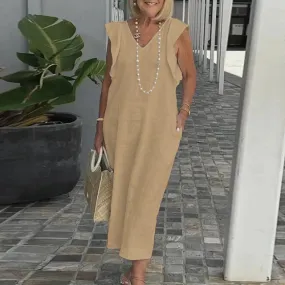 Sommerliches Weißes V-Ausschnitt Kleid