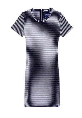Superdry Damen Kleid Streifenkleid Evie, navy-weiß