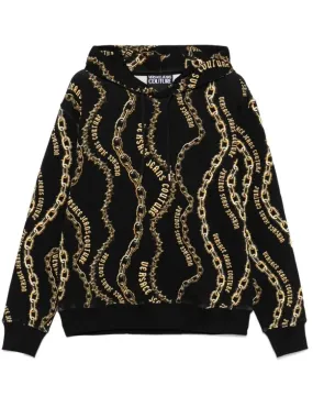   Versace Jeans Couture  Hooded Sweatshirt With Print Black  Hoodie 
